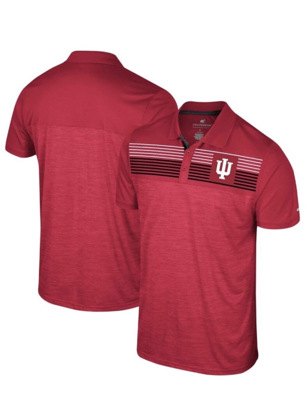 Colosseum Indiana Hoosiers Shirt Men's Large Red Black White Stripes Polo NCAA